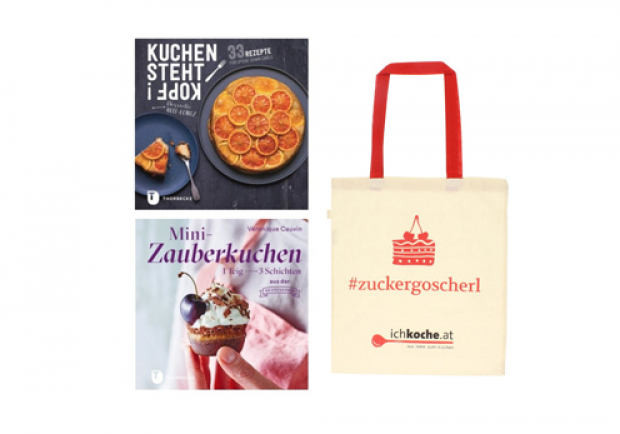 Gewinnpackage Backbücher und zuckergoscherl-Tasche